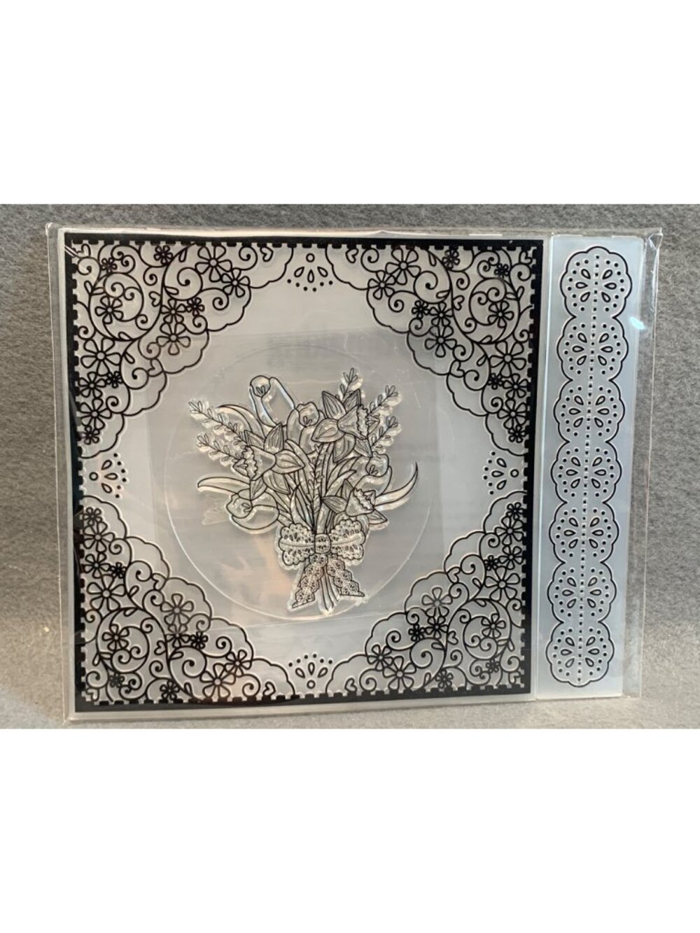 Lace Bouquet Springtime Stamp Border Embossing Folder Set Cardmaking Papercraft